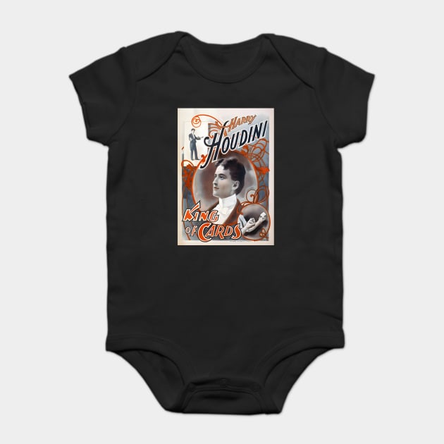 Vintage Magic Houdini Poster Stage Magician Baby Bodysuit by QuirkyQuest Creations